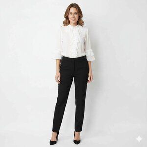 NWT Bay Studio Black Dress Pants Sz 16  Stretch, Beaded Waist Chevron Pattern